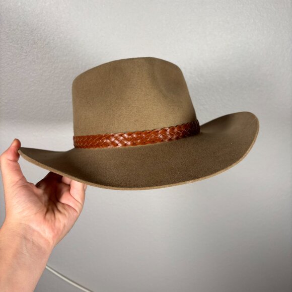 Akubra Pure Fur Felt Cowboy Western Hat Brown with Braided Band Size 61 - Picture 1 of 7